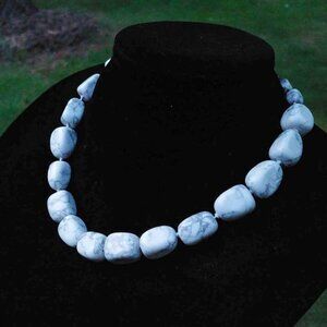 Natural Stone Western Southwest Necklace | Howlite Chunky | "White Buffalo"
